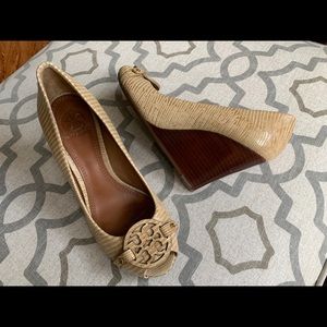 Tory Burch Amanda Nude Snake Wedge